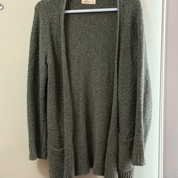 Hollister Green Cardigan Sweater Open-Front Relaxed Fit - Picture 2 of 4